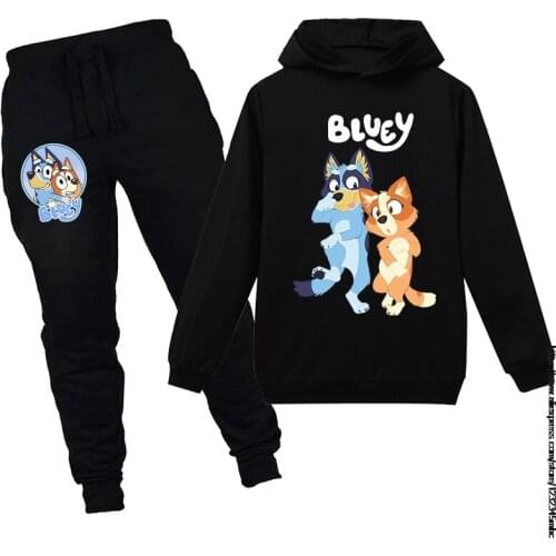 Disney Fashion Kids Sweatshirt Hoodies Pants 2pcs Sets Print Baby Girls Hoodies bingo bluey Children Cartoon Clothing