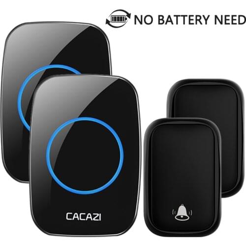 CACAZI Home Self-powered Wireless Doorbell No Battery Required Intelligent Waterproof LED Call Ring Bell US EU UK Plug Doorbells