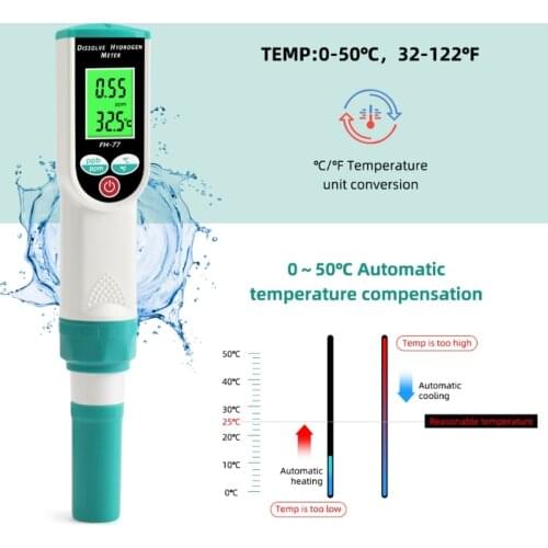 E7CD High Accuracy Dissolved Hydrogen Meter Drinking Water Tester H2 Meter ATC
