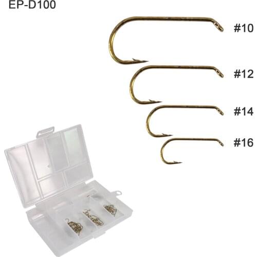 Eupheng 80pcs EP-D100 Standard Dry Fly Hooks Down Eye 1X short 1X Fine Hooks Forged Bronze Fly Fishing Hooks