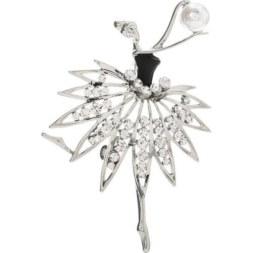 European and American Ballet Girls Creative Brooches for Women New Jewelry Fashion Rhinestone Brooch Wholesale