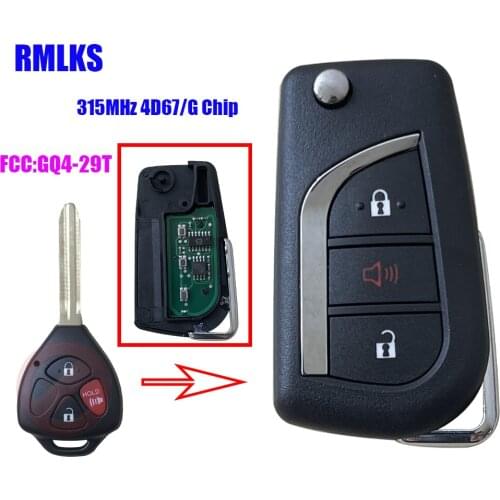 3 BUTTON FLIP KEY FOB KEYLESS ENTRY REMOTE FITS 2008-2010 FOR TOYOTA COROLLA & 2008-2013 AVALON (GQ4-29T)