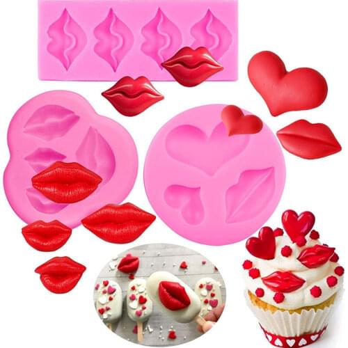 Chocolate Mold Suitable for Cake Decorating Tools Lips Fondant Silicone Mold Kiss Crafts Clay Resin Mold Wedding Party Supplies