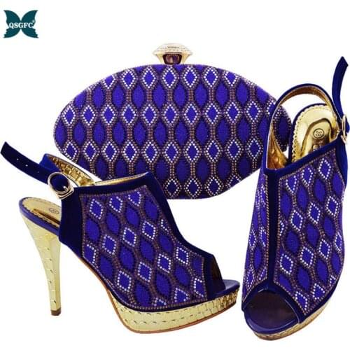 Italian design New Arrival Nigerian Women Party Shoe Matching Bag Set New come Blue Color Ladies Shoe and Bag Set for Party