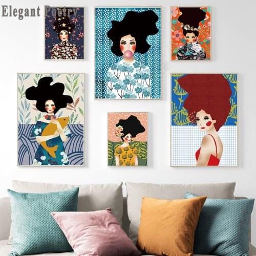 Nordic Modern Style Handdraw Characters Colorful Canvas Painting Poster Print Decor Wall Art Pictures For Living Room Bedroom