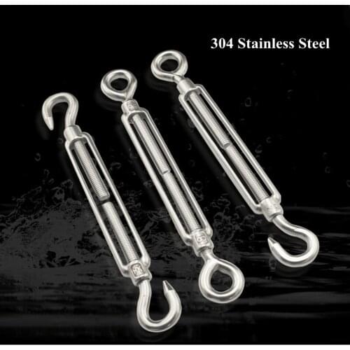 M5~M24 304 Stainless Steel Turnbuckle Wire Rope Tension Device Shading Net Tarpaulin Installation DIY Tools Flange Bolt Hook