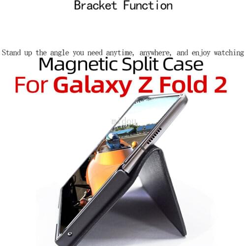 Magnetic attraction Split fold Case For Galaxy Fold 2 Case Case for Galaxy Z Fold2 5G Leather Flip Case Mobile Phone Shell