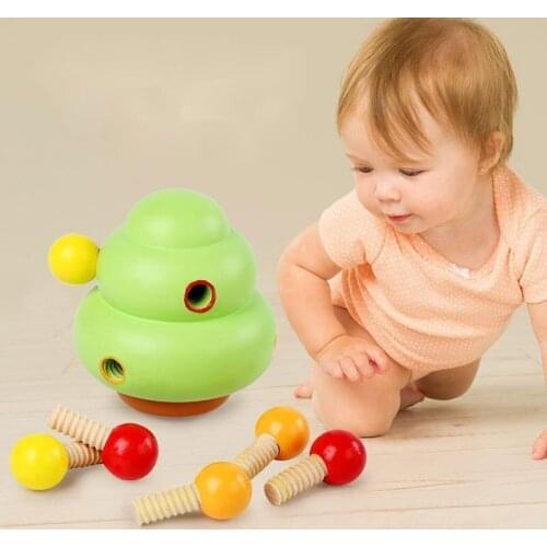 Montessori Baby Wooden Model Building Block Kits Nut-combination Toys DIY Nut Assembly Wood Screw Toy For Children Gift