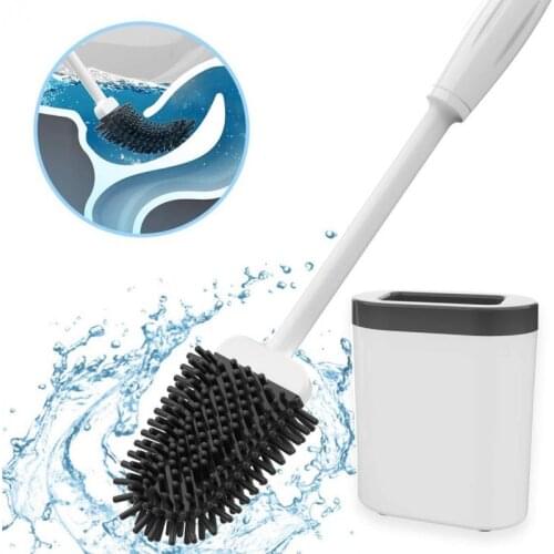 New Silicone Toilet Brush Soft Bristle Toilet Brush Holder Set Accessories Cleaning Tool Durable Plastic Rubber