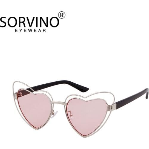 New Fashion Heart Double Sunglasses For Women Pink Korean Sun Glasses Shades Metal Glasses High Quality Eyewear A006