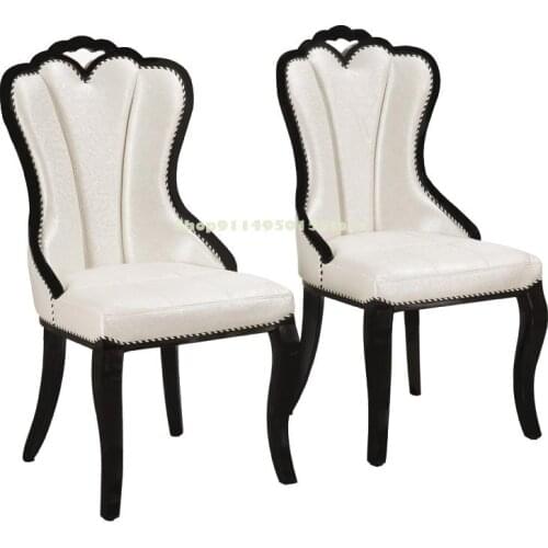 European Style Dining Chair White Simple Modern Restaurant Fashion Hotel Korean Leisure Villa Solid Wood Chair