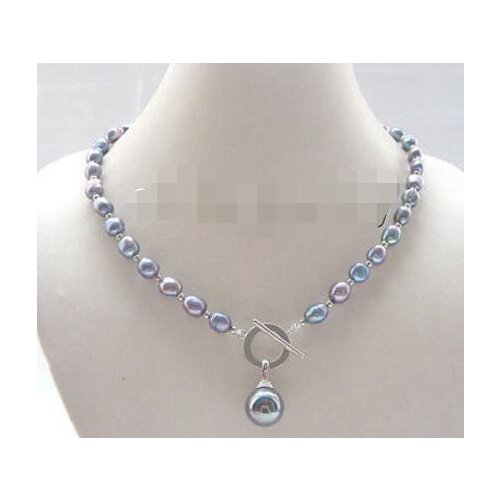 P7752 - 18" 8-9mm natural black baroque freshwater pearl necklace