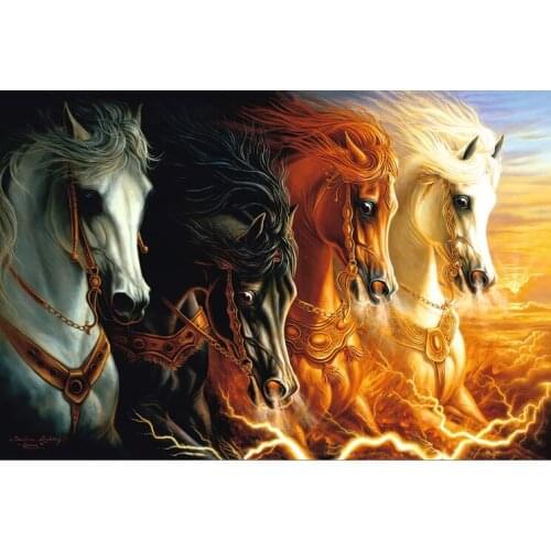 Flaming horse The wooden puzzle 1000 pieces ersion jigsaw puzzle white card adult childrens educational toys