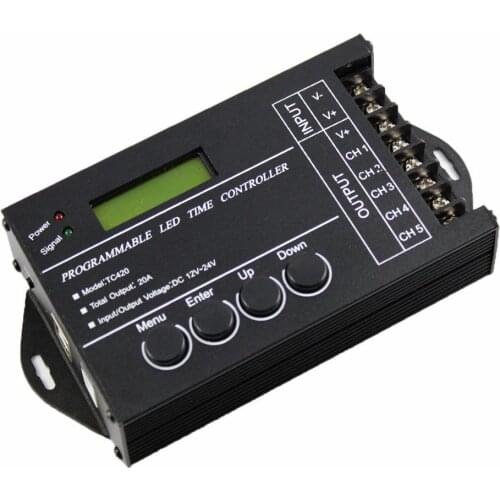 TC420 TC421 wifi time programmable controller 5 CH output DC12V/24V 20A rgb led strip controller used in aquariums fish tank