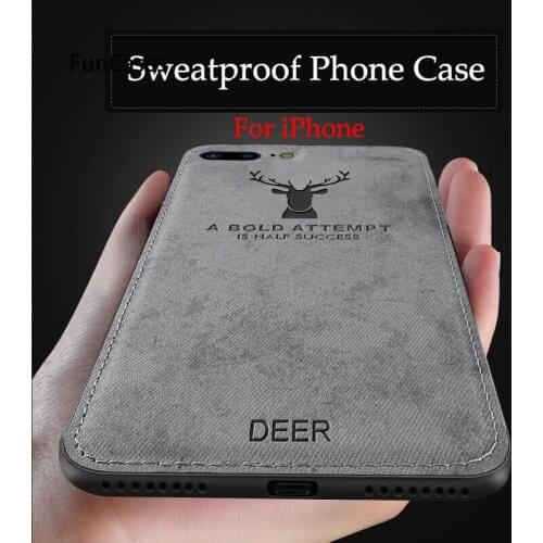 Luxury Cloth Case For iPhone 7 8 X XR XS Max 6 6S Plus SE 5S 5 Cases Fashion Mobile Phone Cover Fundas Deer Texture Capa Housing