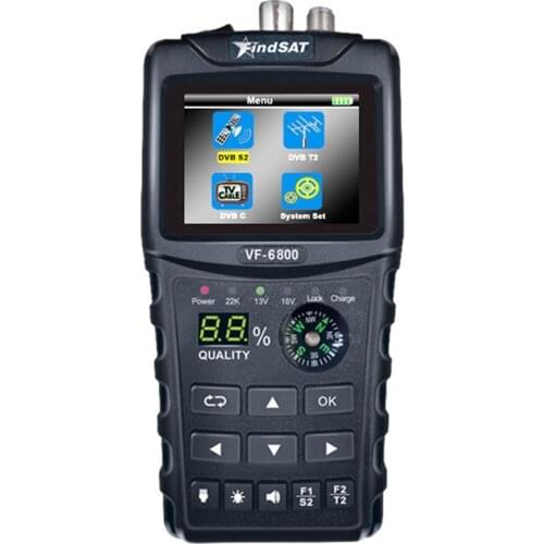 VF-6800 DVB-T2 DVB-S2 DVB-C Satellite Finder Sat Finder Meter 2.4 Inch LCD DVB-T DVB-S HD Digital Satfinder US Plug