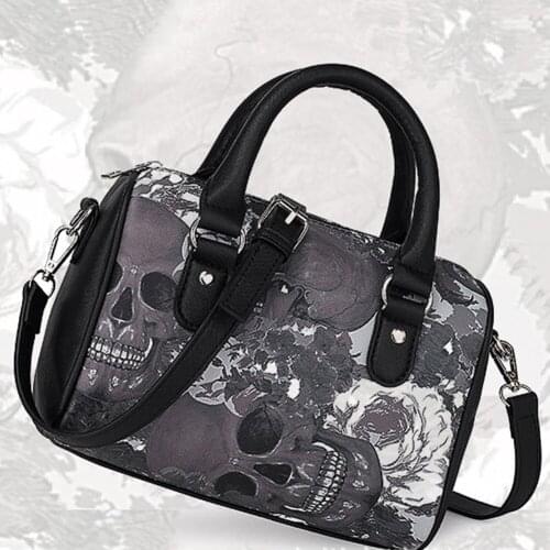 Vintage Women Crossbody Bags Skull Printing PU Leather Casual Small Ladies Messenger Shoulder Handbags for Shopping