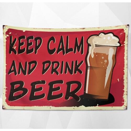 KEEP CALM AND DRINK BEER Vintage Beer Festival Banner Wall Hanging Bar Wine Cellar Cafe Parties Decor Beerfest Poster Tapestry