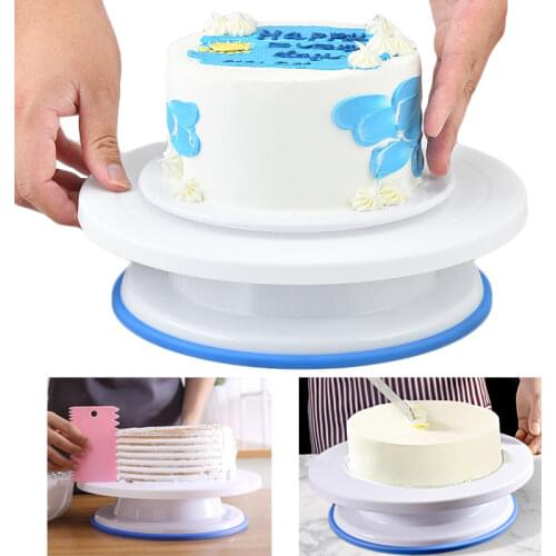 28*7.5cm Round Cake Swivel Plate Revolving Decoration Stand Platform Turntable Rotating Cake Swivel Kitchen Baking Tool