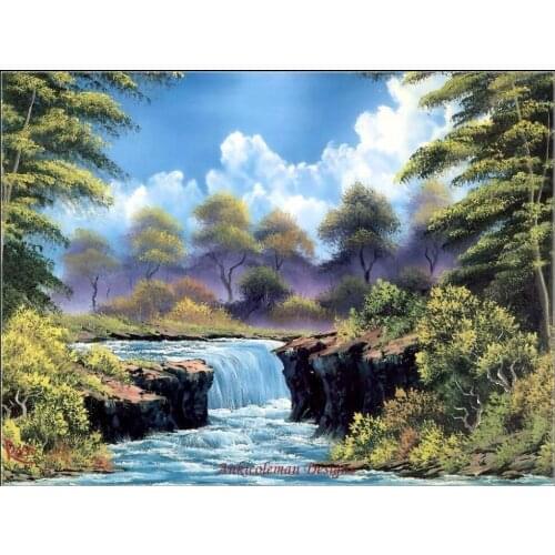 Needlework for embroidery DIY French DMC High Quality - Counted Cross Stitch Kits 14 ct Oil painting - Ross - Waterfall