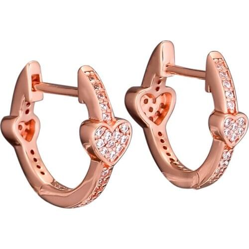 Alluring Hearts Rose Earring with Clear CZ 100% 925 Sterling-Silver-Jewelry Free Shipping