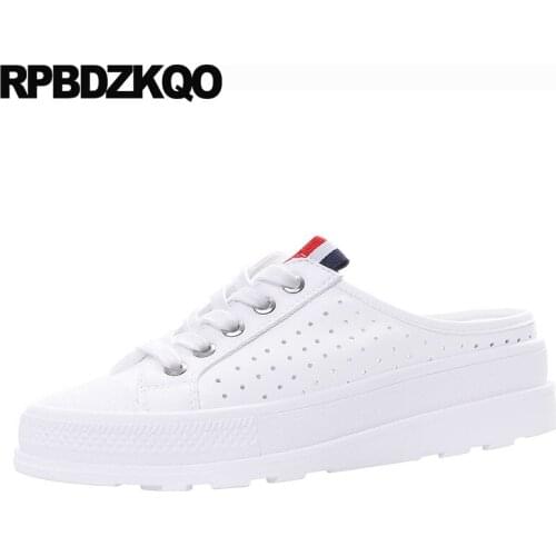 Trainers thick sole sneakers wedge white sandals hollow out mules women high quality slippers creepers platform shoes muffin