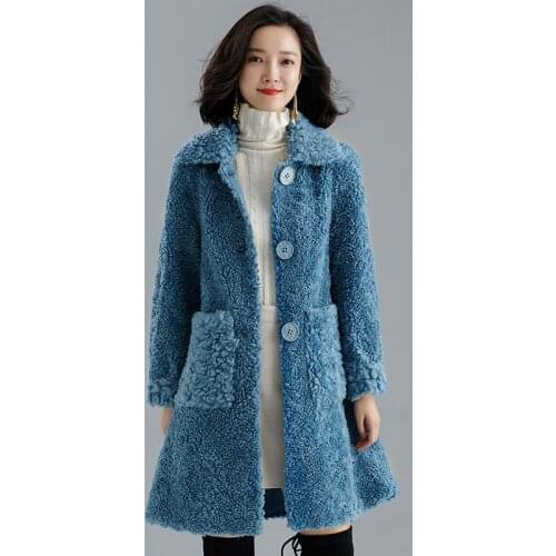 Shearing Clothes 2020 Sheep Wool Parka Real Fur Winter Coat Women Manteau Femme LMN99017 YY2342