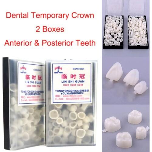 120Pcs Dental Temporary Tooth Crown Posterior&Anterior Crown Resin Teeth Dentistry Lab Material Dentist Tools
