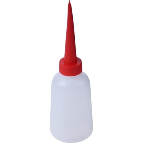 2 Pcs 100ml Red Plastic Tip Nozzle Lubricant Oil Squeeze Bottle Clear White
