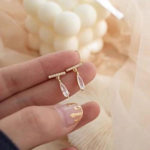 2020 New Arrival Crystal Trendy Water Drop Women Dangle Earrings Korean Earrings Female Simple Water Drop Small Jewelry