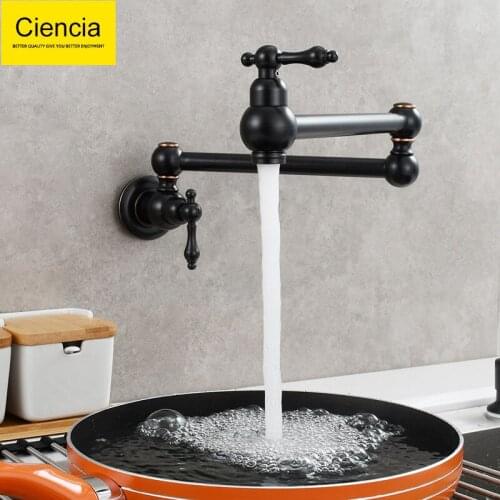 Wall type single cooling faucet kitchen folding faucet bathroom basin faucet double switch rotary washing table faucet