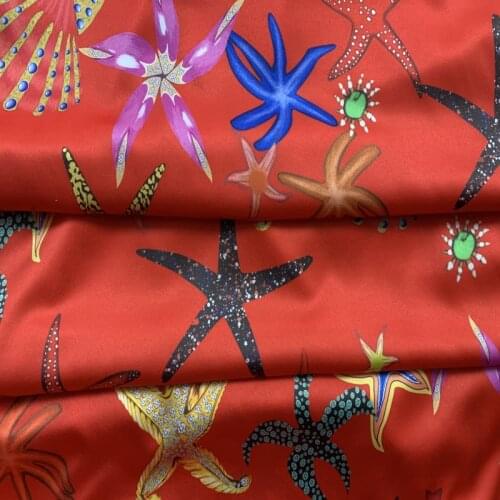 2021 New Red Starfish Digital Printing Fabric 100% Polyester textile fabric for mens shirts and home accessories diy sewing