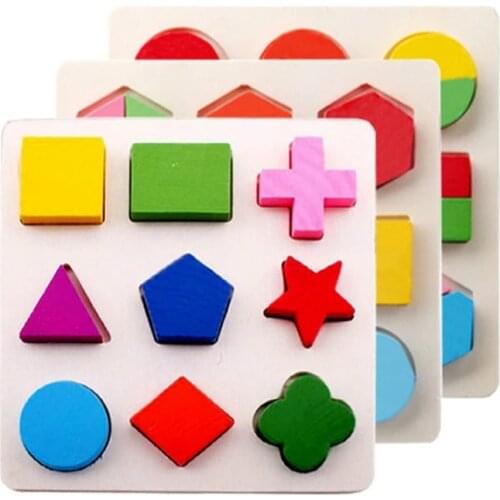 3D Puzzle Wooden Montessori Toys Geometric Shapes Sorting Math Bricks Preschool Early Learning Educational Toys for Children