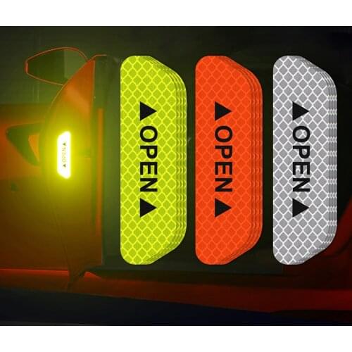 4Pcs/Set Car OPEN Reflective Tape Reflective Strips Car-styling 4 Colors Safety Mark Car Stick Warning Mark Reflective Sticker