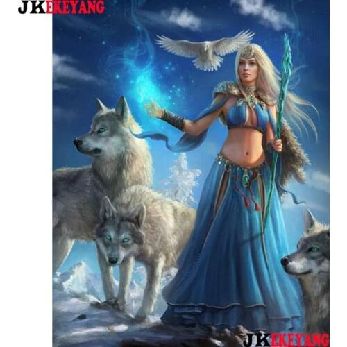 5D Diy diamond painting Beauty and wolf Diamond Mosaic sale Rhinestone Embroidery cross stitch Y3997