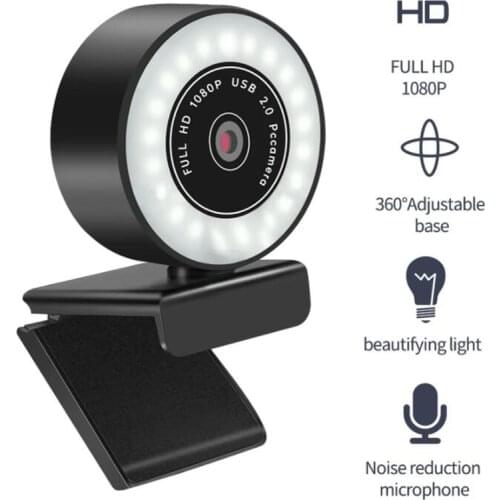 5MP/2K/1080P HD Webcam With Microphone LED Web Camera For Computer PC Video Recording Webcams Auto-Focus Adjustable Base Cam USB