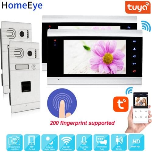 960P Fingerprint WiFi Video Door Phone IP Video Intercom System TuyaSmart App Supported 2-2 Home Access Control Motion Detection
