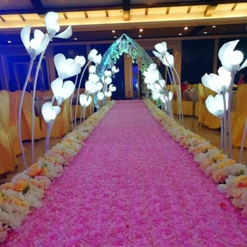 10M Wedding Aisle Runner 3D Flowers Satin Fabric Marriage Carpet Curtain Wedding Party Backdrop Decorations