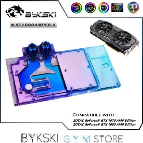 Bykski Full Coverage GPU Water Block For VGA ZOTAC GeForce GTX 1070 1080 AMP Edition Graphics Card PC Radiator,N-ST1080AMPED-X