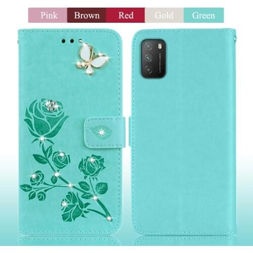 With Diamond Phone Case For Xiaomi Mi Poco M3 F1 m3 f1 Flip Leather Wallet Cover For Xiaomi Redmi 9T 9 t Case Cover Coque Funda