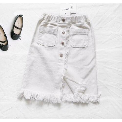 Kids Denim Skirt High Waist Split Tassel Toddler Clothes Fall Girls Fashion Straight Skirts Infant School Jean Short Skirt New