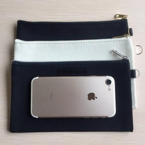 6PCS 20cmX12cm Plain Nature Cotton Canvas Travel Toiletry Bags Cotton Makeup Pouch Cosmetic Bag With Gold Silver Zipper