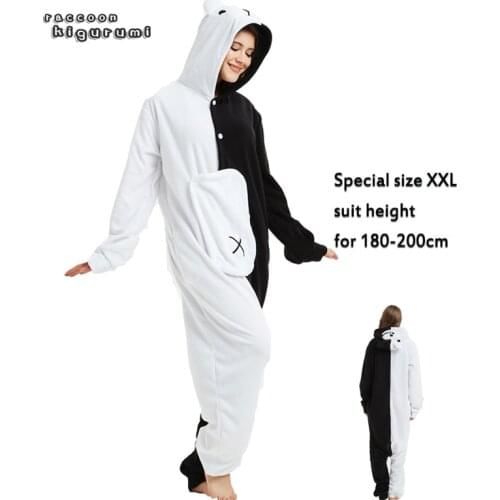 Extra Large 180-200cm Unisex Animal Two-color bear Fleece Adult Onesie Boy Girl Christmas Cosplay Winter Pajama Raccoon Kigurumi