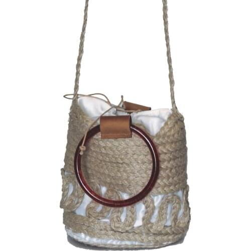 Basket Straw Bag with Plastic Handle
