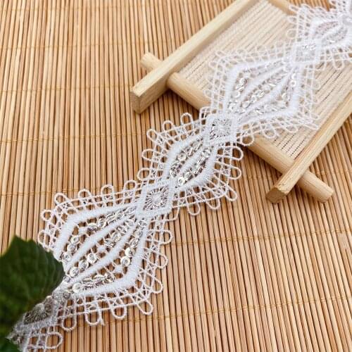2 yards Sequin lace clavicle chain jewelry DIY square shape clothing accessories fabric wedding applique sewing wedding