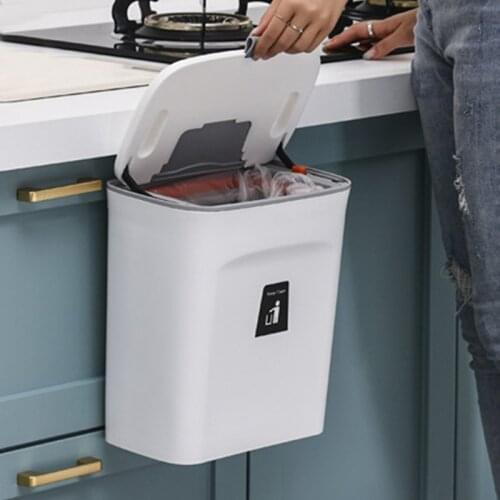 Kitchen Trash Can With Lid,9L Garbage Bin With Inner Barrel ,Bathroom Wall Mounted Waste Bin