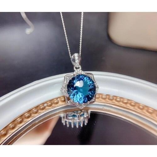 New Big Size Topaz Pendant for Women Necklace Natural Gem Real 925 Silver Birthday Gift Birthstone