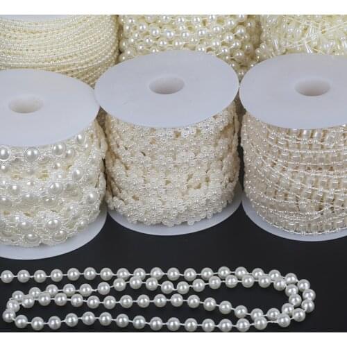 2-10Meters Fishing Line Artificial Pearls Beads Chain Flower For Wedding Decoration Bridal Bouquet Scrapbook Decoration