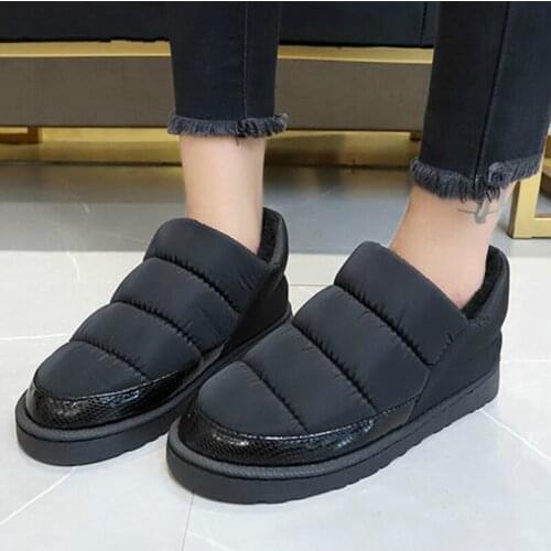 LYXLYH 2020 Warm Winter Shoes Women Flats Soft Fur Padded Cotton Shoes Woman Slip On Short Ankle Snow Boots Plus Sizes WFS2024
