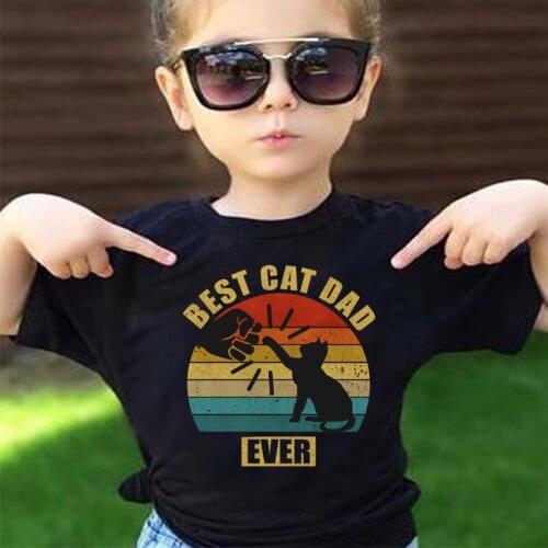 Cute Kid New Cartoon Best Cat Ever Shirt Casual Fashion Childrens Tshirt Summer Short Sleeve Modal Boy Girl Baby T-shirt Brand
